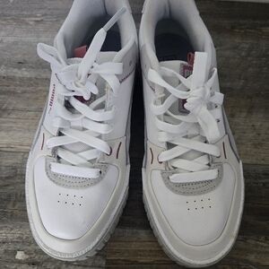 White and Pink Puma Athletic Sneakers